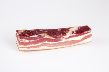 Salted Pork Belly Five Layer Bacon Strip on White Background