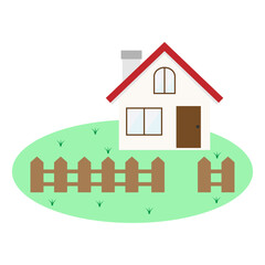 シンプルな赤い屋根の家のイラスト素材