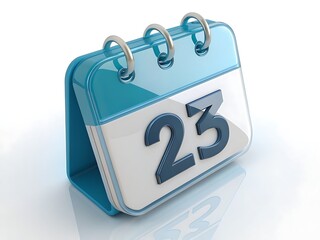 Blue desk calendar showing the twenty third day
