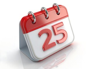 Desktop calendar showing the twenty fifth day of the month