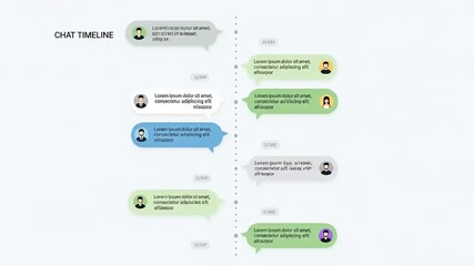 Chat timeline illustrating user interactions with timestamps and message bubbles in a clean layout - Powered by Adobe