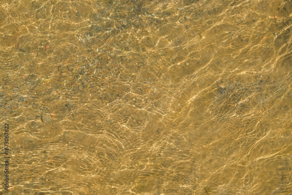 Poster background pattern and texture of river ripples and the sparkle of sunlight on the shallow riverbed.