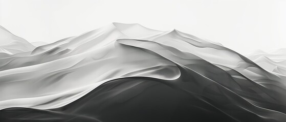 Fototapeta premium Monochrome sand dunes: abstract landscape of rolling hills and contrasting shadows