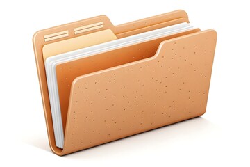 Open tan folder with documents and tabs