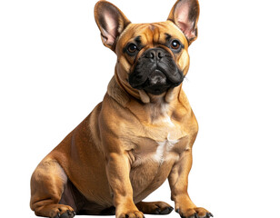 Obraz premium Fawn French Bulldog in Seated Pose, Muscular Build and Upright Ears, Isolated PNGV