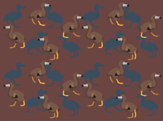 Dodo Bird Walking Cartoon Character Seamless Wallpaper Background © bullet_chained