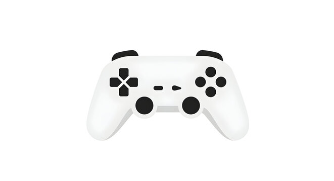 White Game Controller Isolated on White Background Vector Illustration