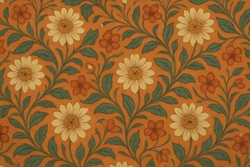 Obraz premium Golden sunflowers in bloom a vibrant repeating floral pattern design