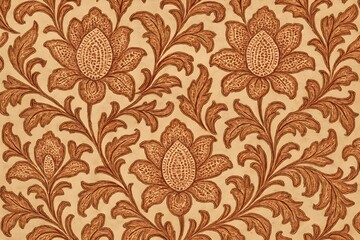 Fototapeta premium Intricate floral pattern with warm earthy tones delicate botanical design repeating motif