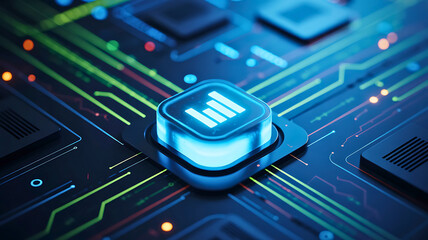 Digital stock market graph on a display screen in a bustling city street, representing global finance and economic data
