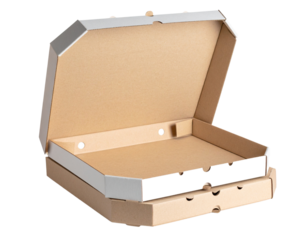 Open Cardboard Pizza Box, Empty Interior, Isolated PNG
