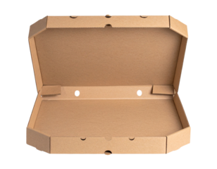Closed Cardboard Pizza Box, Front View, Transparent PNG
