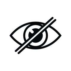 Invisible vision icon crossed out no see symbol private secret stealth confidential unseen concept vector