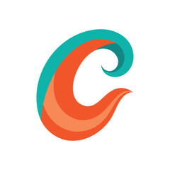 abstract wave forming letter C white background