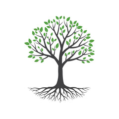 Healthy tree with lush green leaves and strong roots symbolizing growth and nature vector