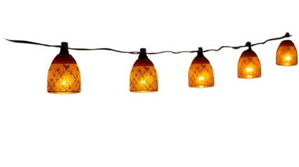 Warm Glowing Decorative String Lights with Patterned Shades Decoration