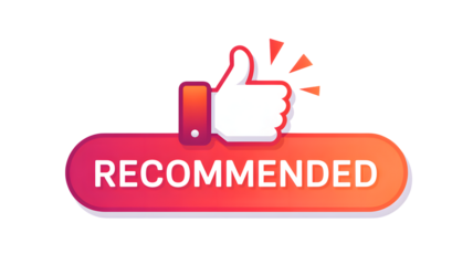 Thumbs up for our recommended product badge with modern design style