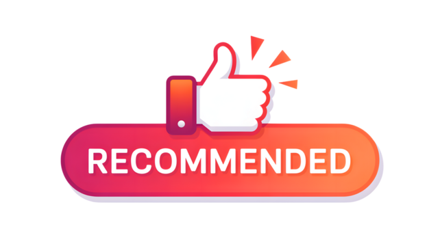 Thumbs up for our recommended product badge with modern design style