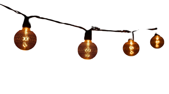 Warm Decorative Woven String Round Bulbs Garlands with Glowing Filament