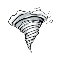 Cartoon tornado, hurricane or twister, cyclone, storm or vortex. Isolated vector tornado and typhoon, white swirls of whirlwind, swirls of storm wind and clouds, natural disaster theme
