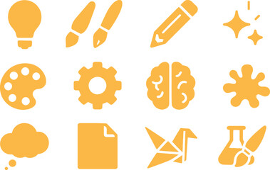 Creativity – 16 Flat Icon Collection of Ideas, Innovation & Artistic Tools