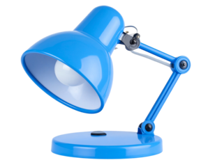  3D Blue Cartoon Desk Lamp Icon, Front View, Transparent PNG