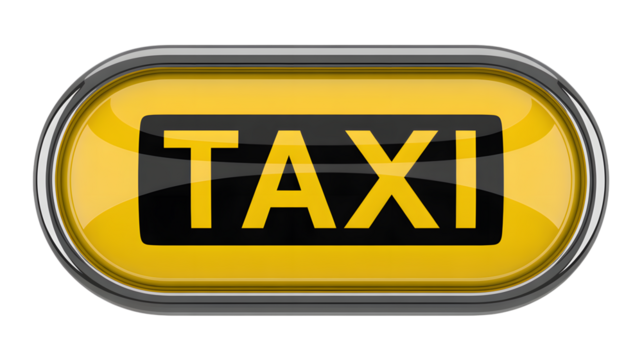 Find taxi with this vibrant yellow taxi sign for urban transport