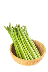 Fresh Green Asparagus in Wicker Basket - Healthy Vegetable Still Life Photography