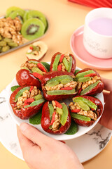 Stuffed Red Dates with Walnuts and Dried Kiwi - Traditional Xinjiang Flavors Healthy Snack