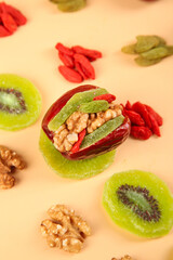 Xinjiang Dried Fruits and Nuts Assortment - Dates, Walnuts, Kiwi, Goji Berries Health Food Collection