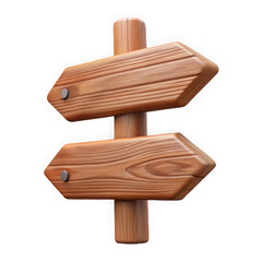 Rustic wooden directional signpost with two arrows pointing in opposite directions