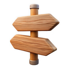 Rustic wooden directional signpost with two arrows pointing left and right