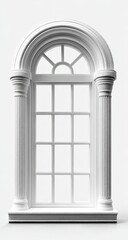 Obraz premium Ornate white arched window with classical pillars