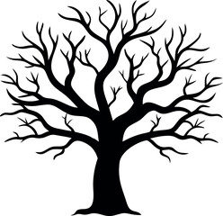 Obraz premium Striking Silhouette of a Bare Tree Branching Out Against a White Background