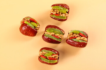 Xinjiang Red Dates Stuffed with Walnuts and Dried Fruit - Traditional Chinese Healthy Snack