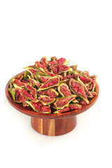 Dried Candied Figs with Green Peel on Wooden Plate - Traditional Chinese Preserved Fruit from Weihai Shandong