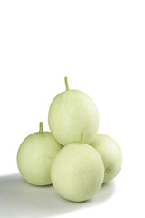 Fresh White Jade Melons from Shandong China on White Background