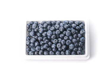 Fresh Blueberries in White Container - Healthy Organic Berry Fruit Display