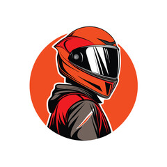 rider logo with the concept of men using helmets suitable for motorcycle club or motovlogger
