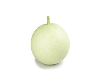 Fresh Green Honeydew Melon with White Flesh on White Background