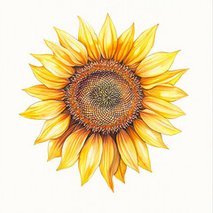 Fototapeta premium watercolor sunflower on white background