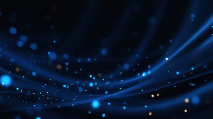 Obraz premium Abstract Blue Light Waves with Glowing Particles and Dynamic Flow