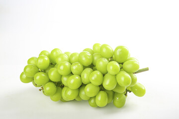 Fresh Green Grapes Bunch Isolated on White Background