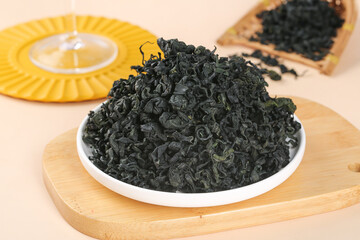 Dried Wakame Seaweed in Bowl - Japanese Sea Vegetable Ingredient for Healthy Asian Cooking
