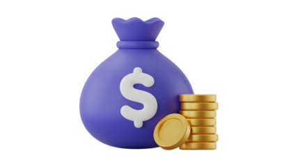 Wealth abundance concept with money bag and gold coins illustration