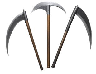 Modern Stylized Scythes in Minimalist Design, Clean Top-Down Arrangement, isolated on transparent background PNG