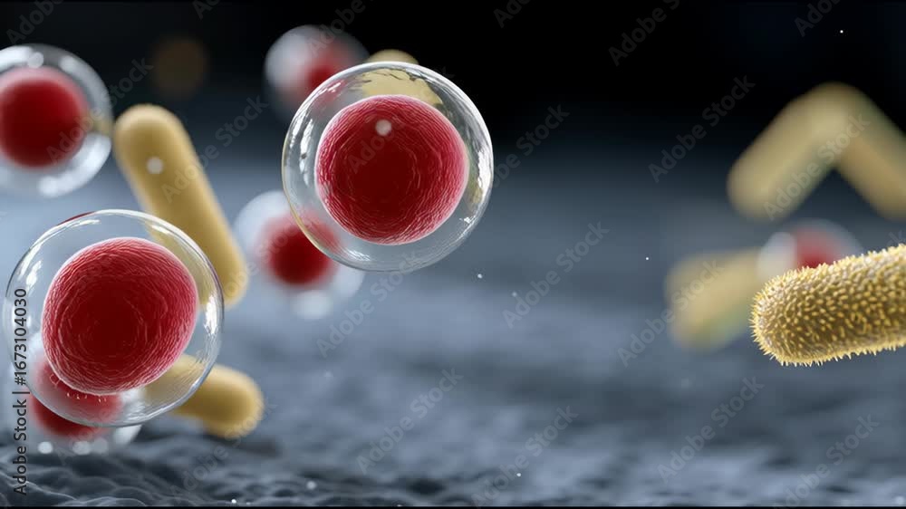 Poster exploring microbiome research interaction of microbial cells and microorganisms in health and biolog