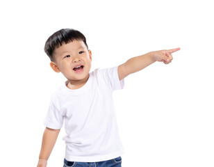 little boy pointing at something