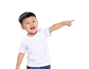 little boy pointing at something