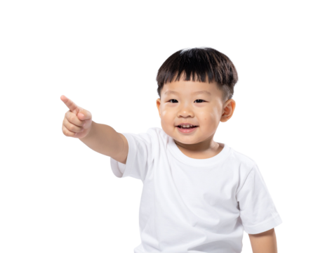 little boy pointing at something